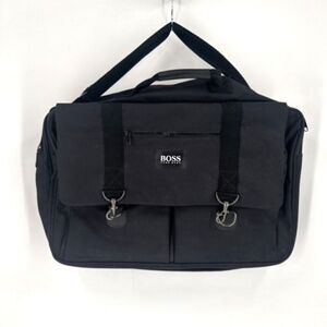 Hugo Boss Men’s Canvas Adjustable Strap Pockets Messenger Laptop Bag Black Large